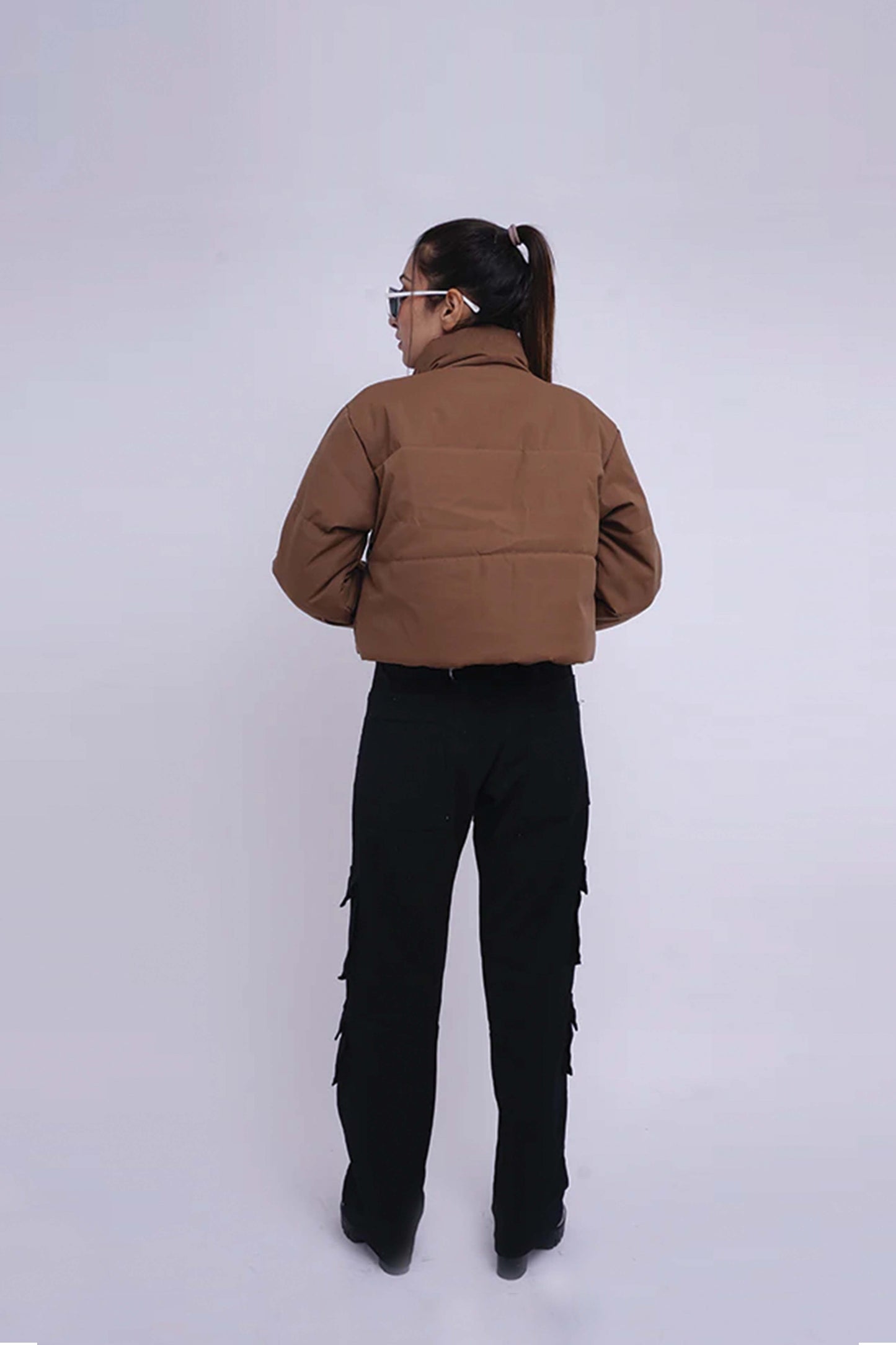 Heavy Padded Brown Cropped Puffer Jacket