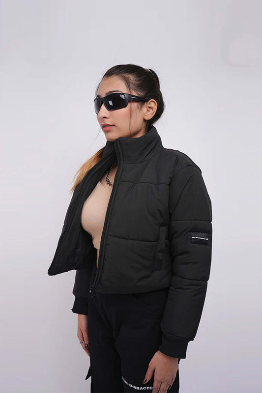 Heavy Padded Black Cropped Puffer Jacket - Buy Puffer Jacket Online in India at Main Character