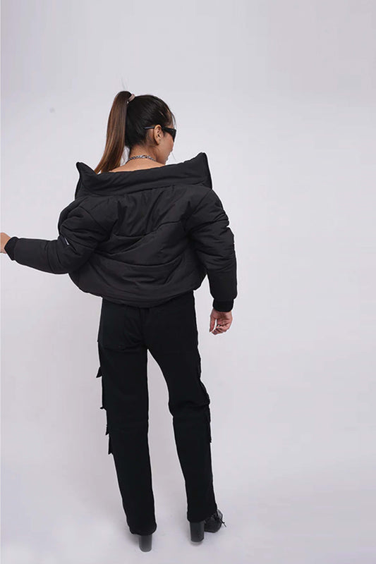 Heavy Padded Black Cropped Puffer Jacket - Buy Puffer Jacket Online in India at Main Character