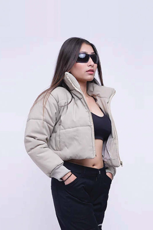 Heavy Padded Cream Cropped Puffer Jacket - Buy Puffer Jacket Online in India at Main Character