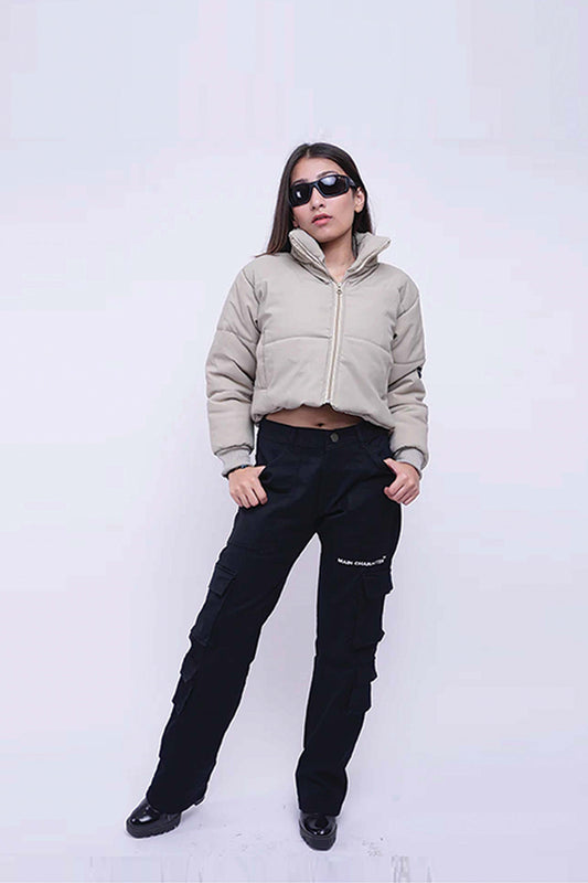Heavy Padded Cream Cropped Puffer Jacket - Buy Puffer Jacket Online in India at Main Character