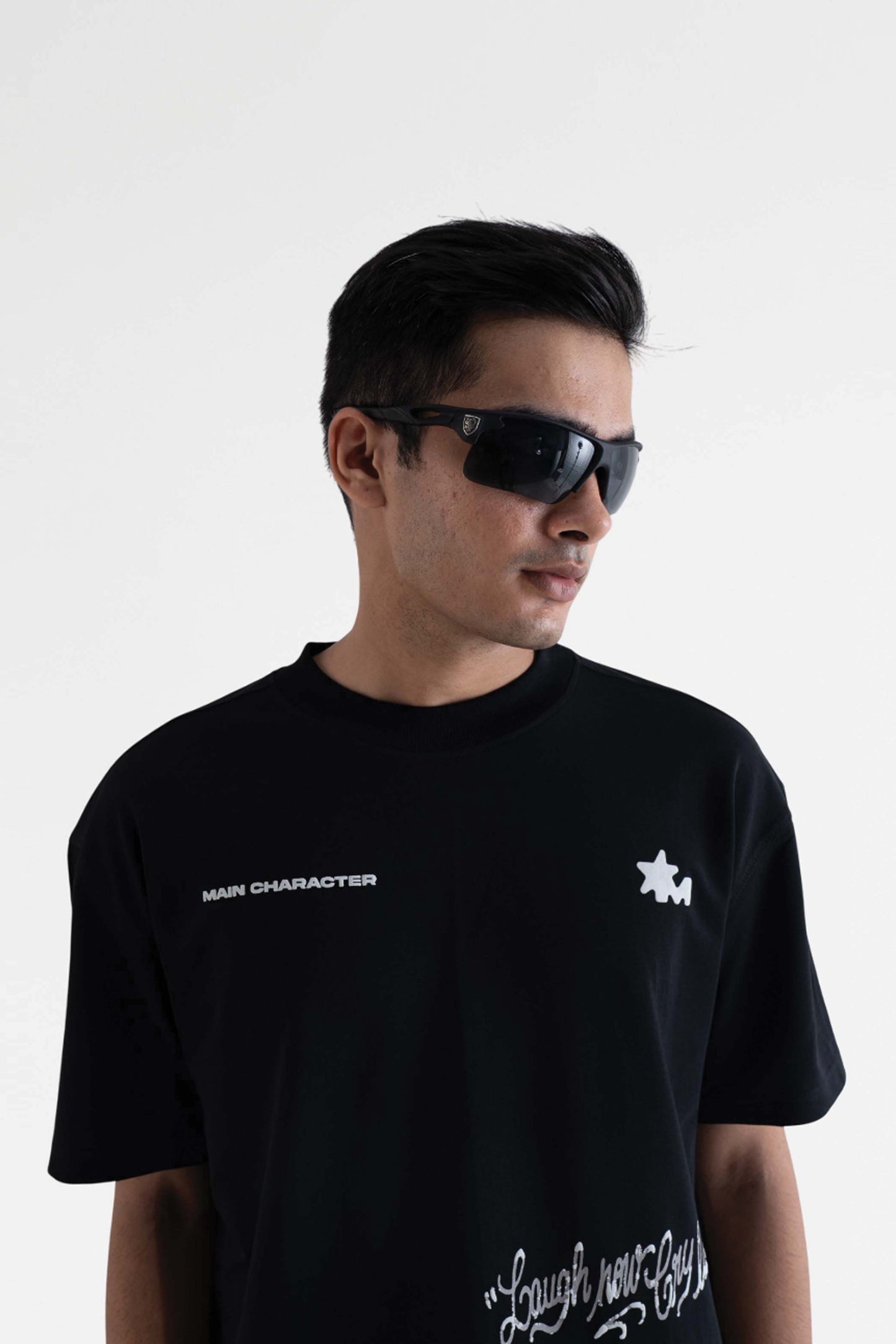 Laugh Now Black Oversized T-Shirt