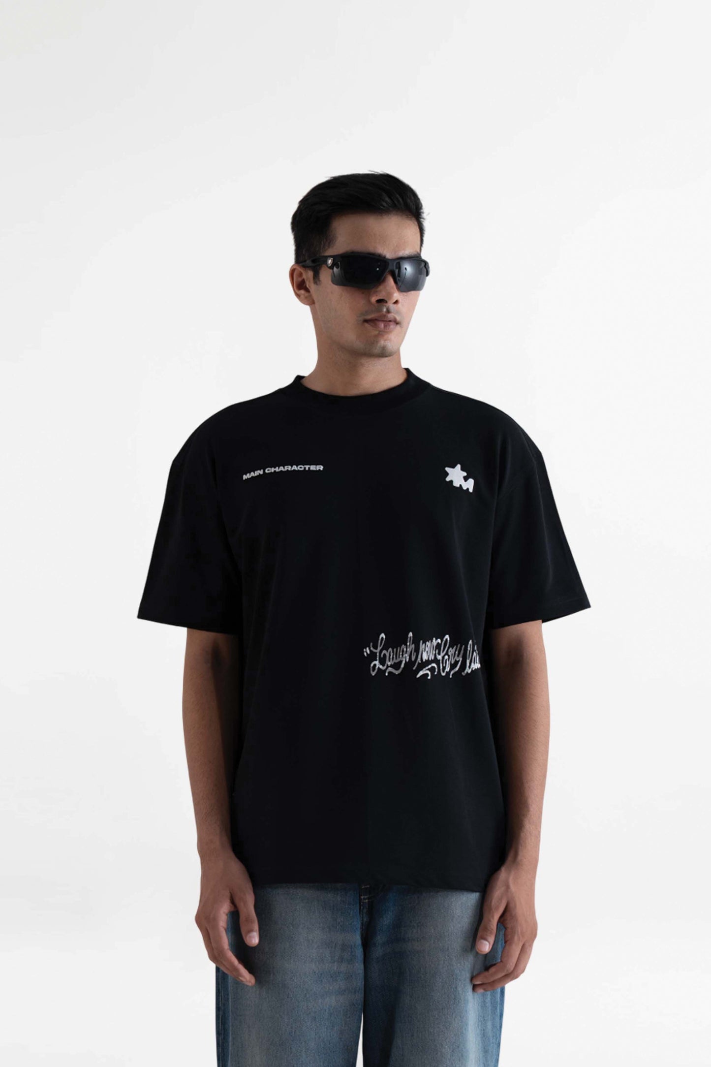 Laugh Now Black Oversized T-Shirt