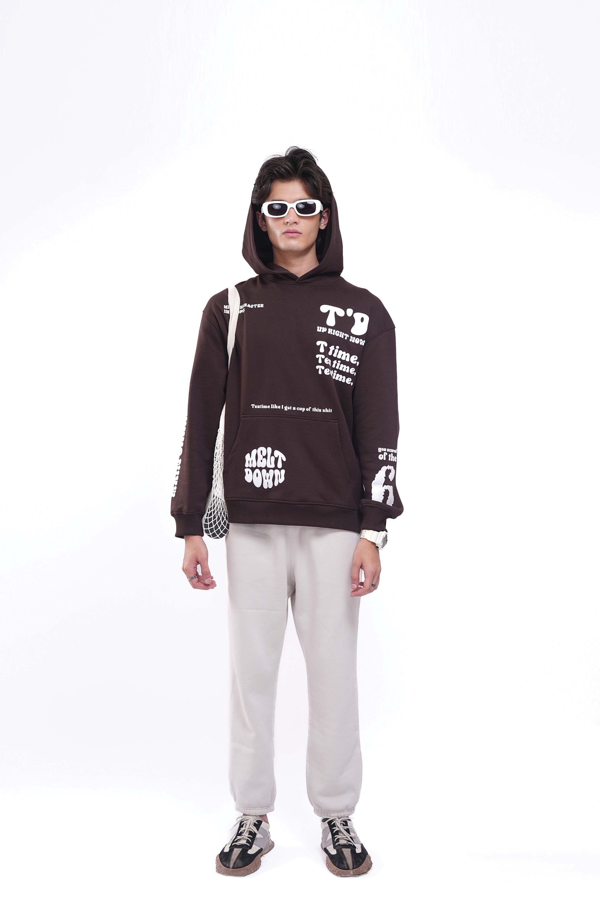 Buy Melt Down Brown Oversized Hoodie Online at Main Character India