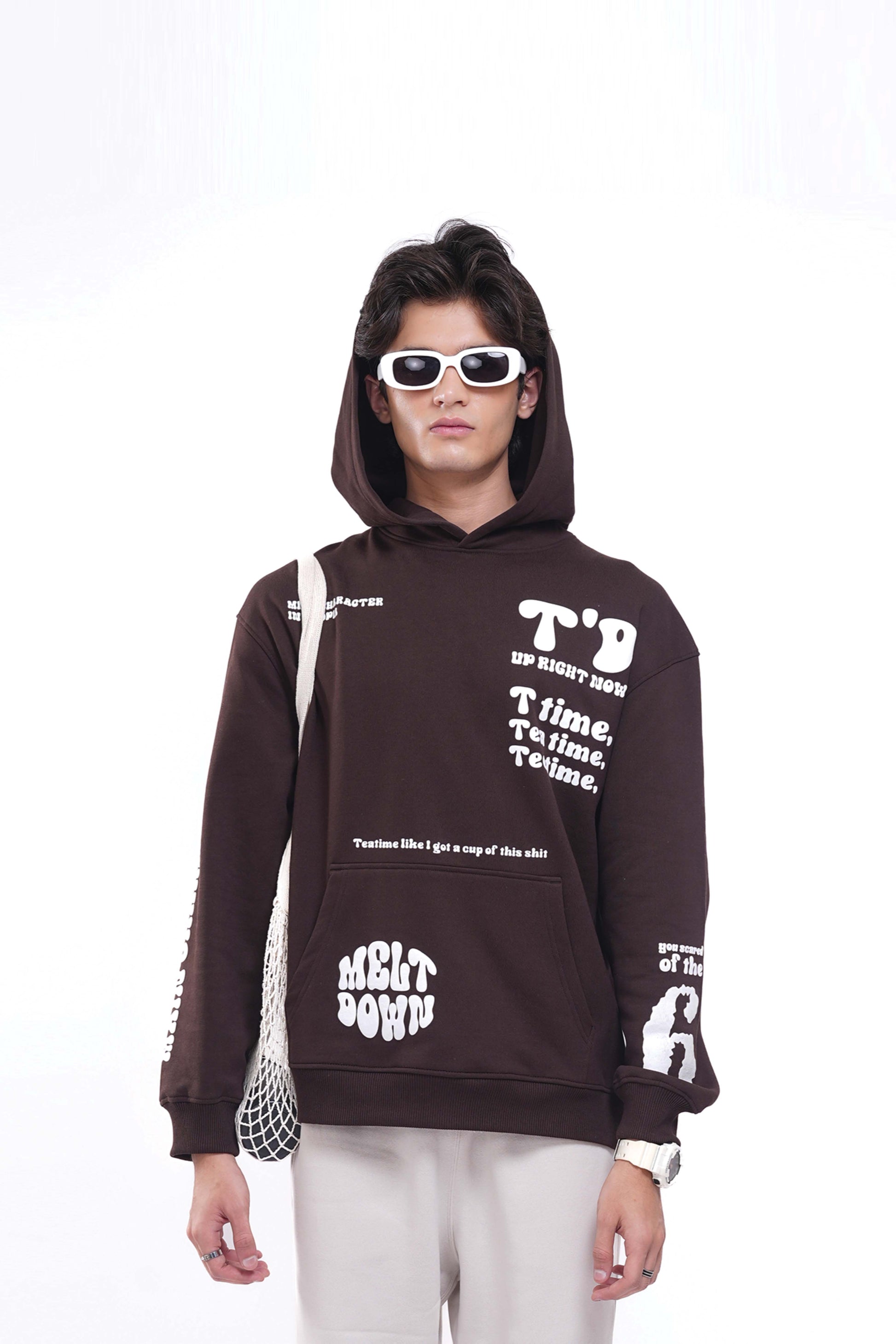 Buy Melt Down Brown Oversized Hoodie Online at Main Character India