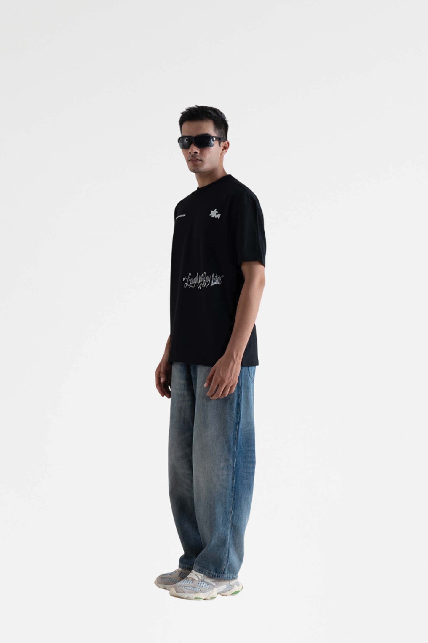 Laugh Now Black Oversized T-Shirt