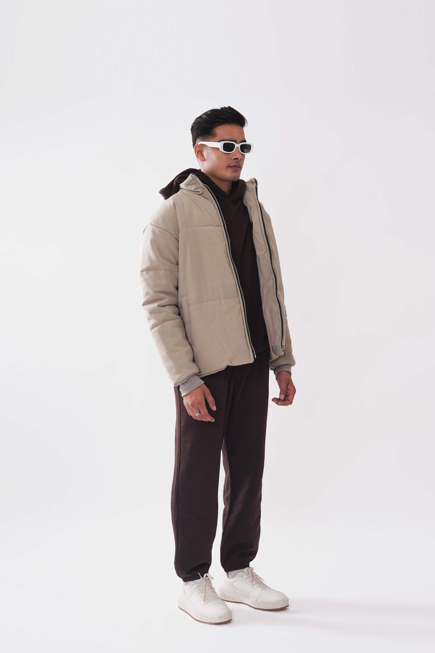 Heavy Padded Cream Puffer Jacket