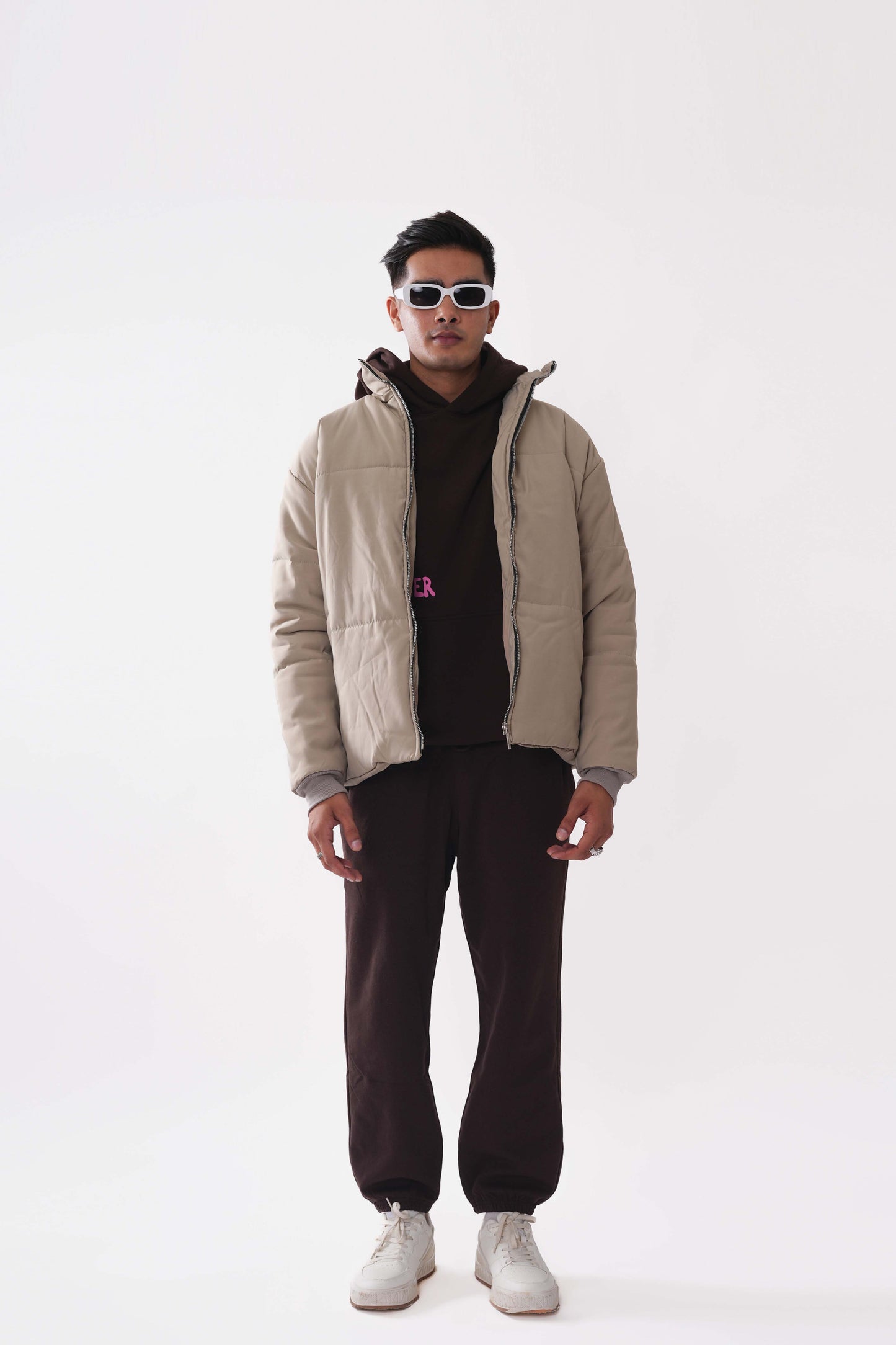 Heavy Padded Cream Puffer Jacket