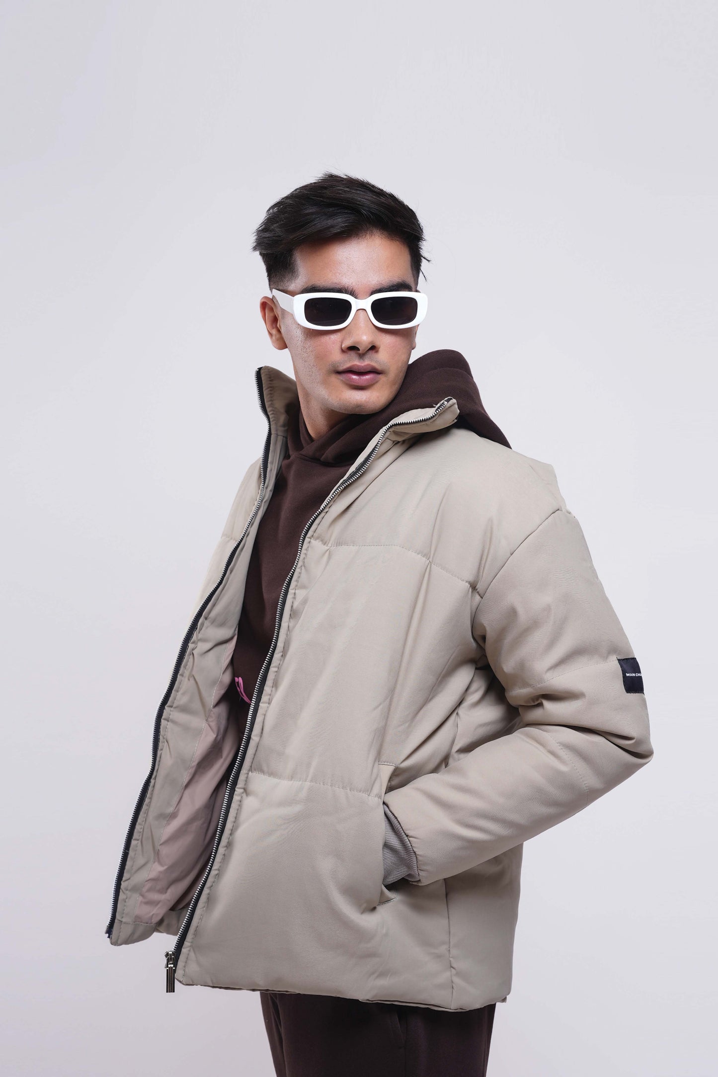 Heavy Padded Cream Puffer Jacket