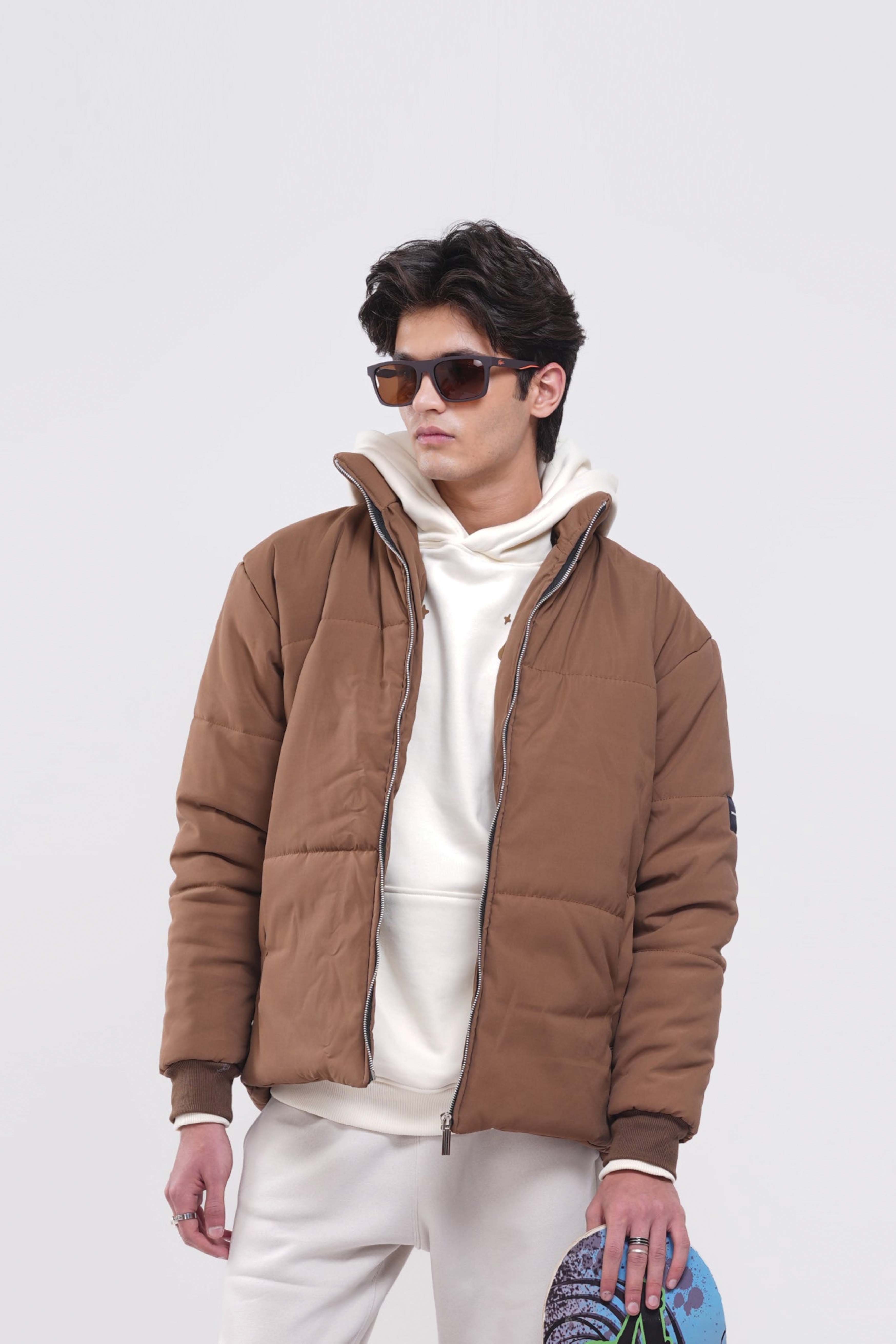 Heavy Padded Brown Puffer Jacket - Main Image