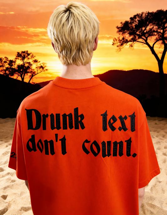 Drunk Text Orange oversized T-shirt - Buy Oversized T-Shirts Online in India at Main Character