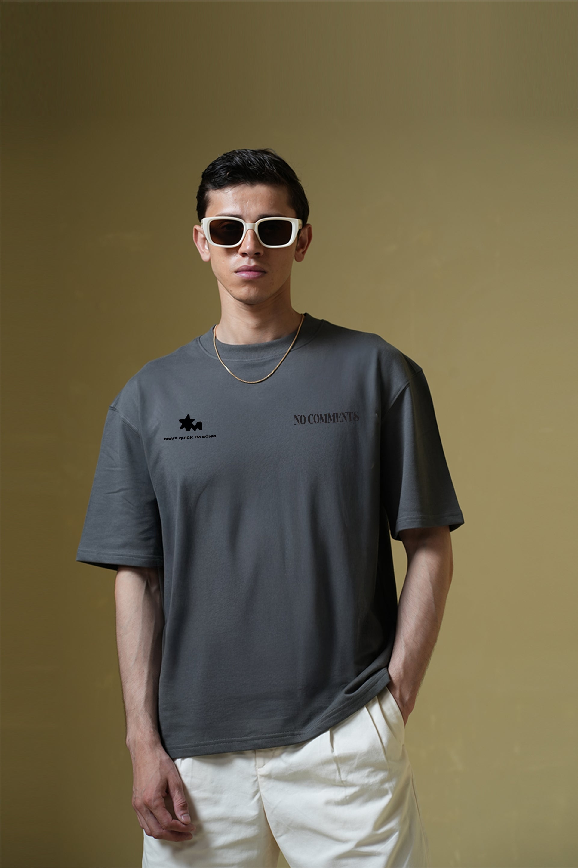 Buy No comments Grey Oversized t-shirt Online at Main Character India