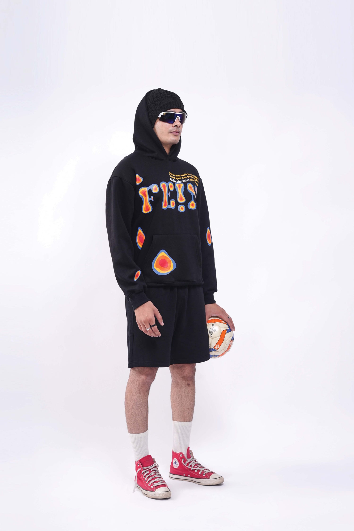 How would you style an oversized hoodie with shoes?