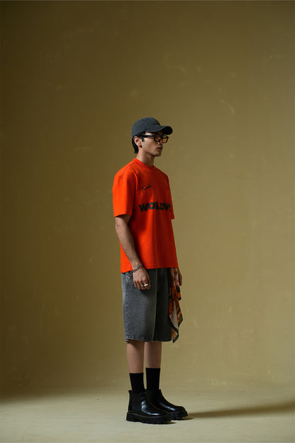 Buy Worldwide Orange Oversized T-shirt Online at Main Character India
