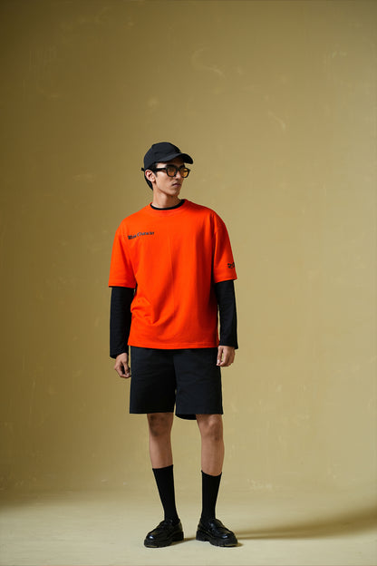 Buy Drunk Text Orange oversized T-shirt Online at Main Character India