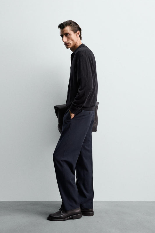 Buy Navy Blue Straight Korean Pant Online at Main Character India