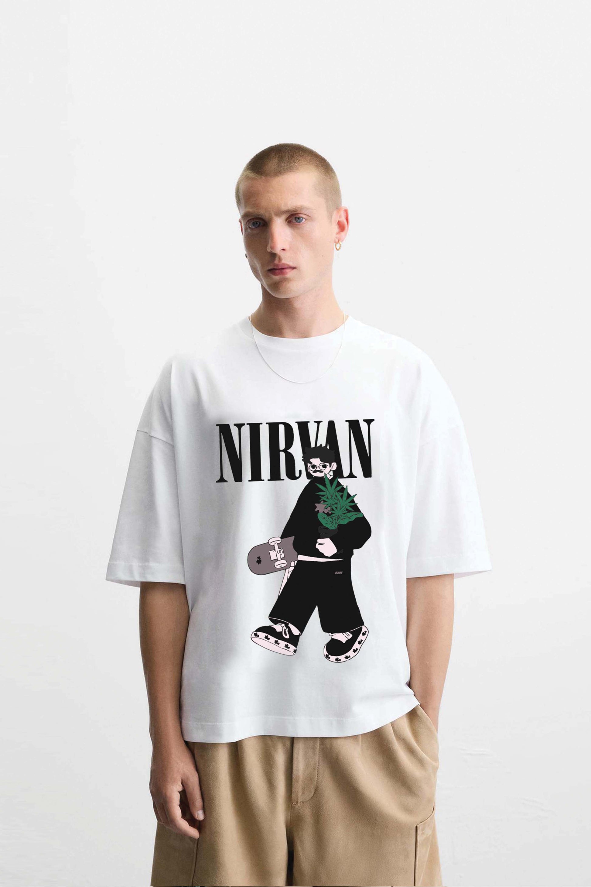 Buy Nirvan White Oversized T-Shirt Online at Main Character India