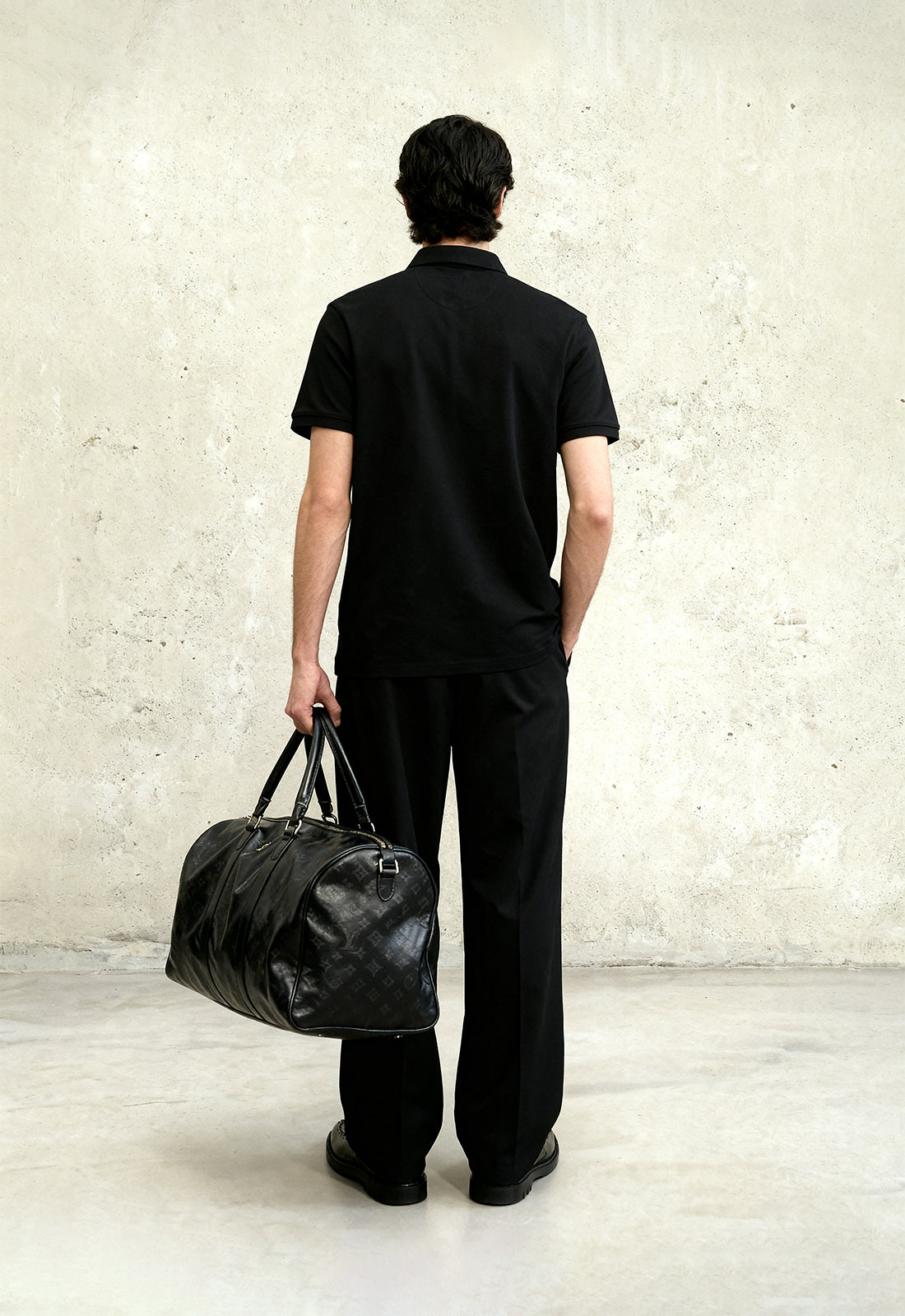 Black French-Terry Polo T-Shirt