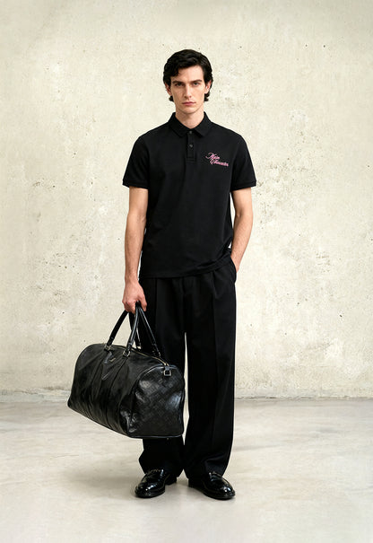 Black French-Terry Polo T-Shirt