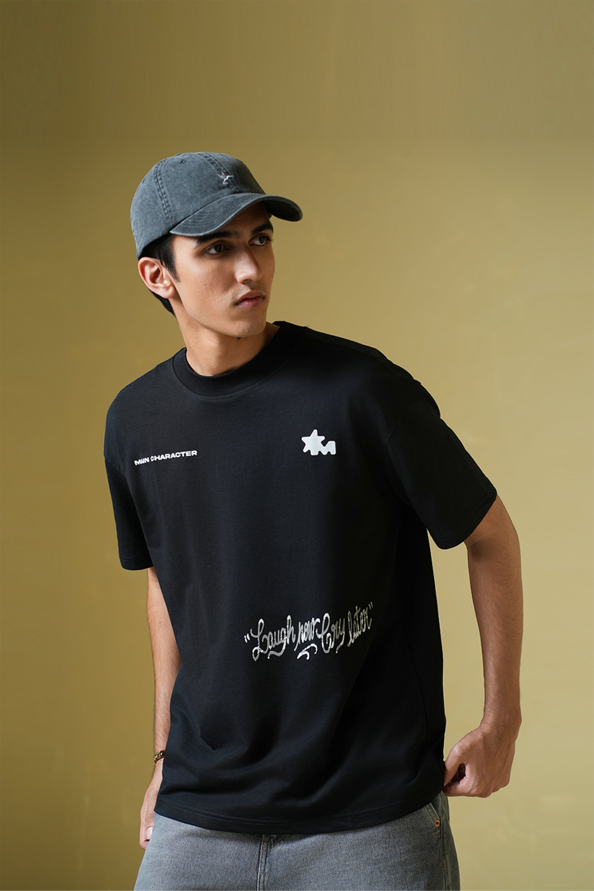 Buy Laugh Now Black Oversized T-Shirt Online at Main Character India