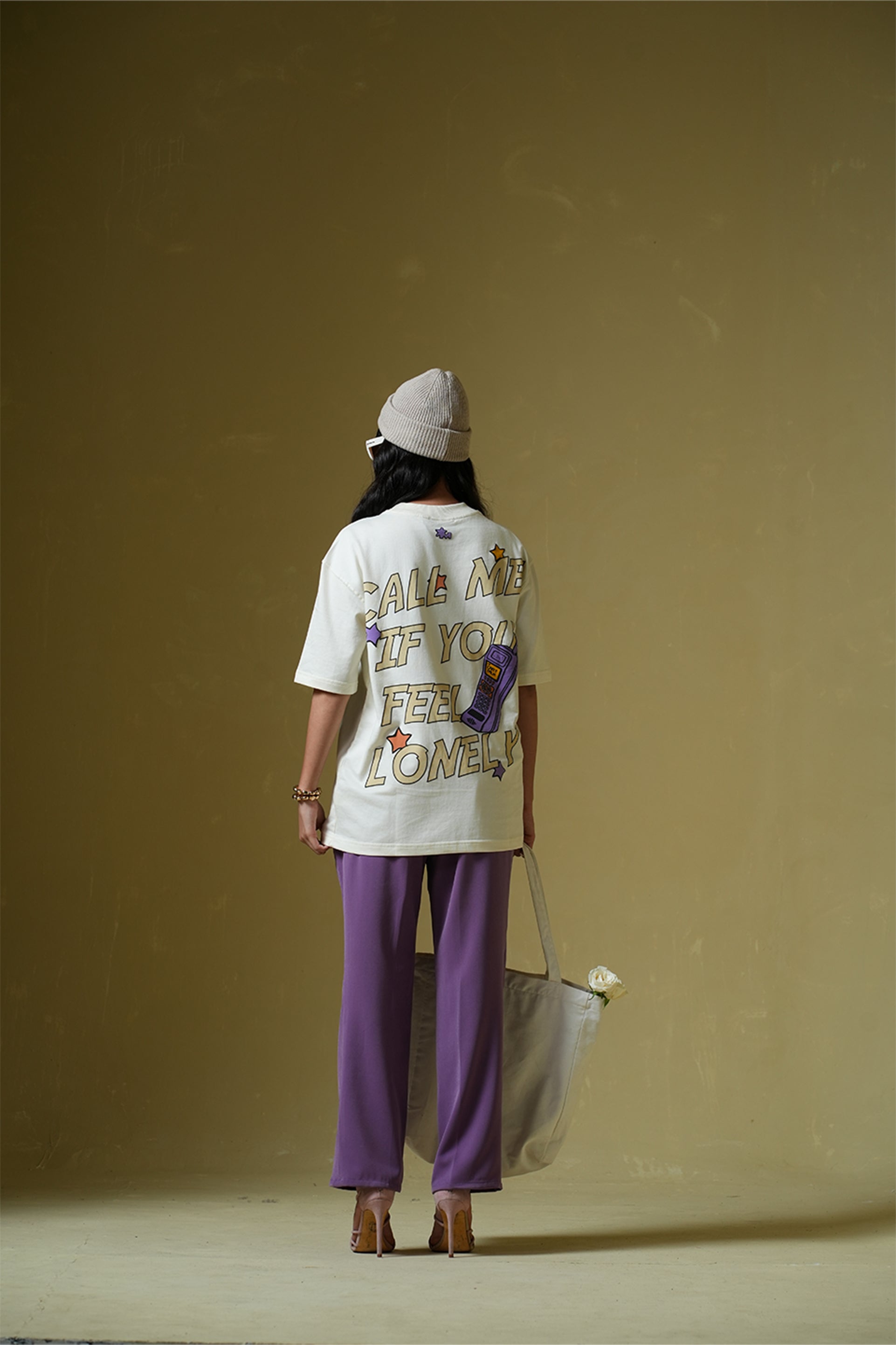 Buy Call Me Cream Oversized T-Shirt Online at Main Character India
