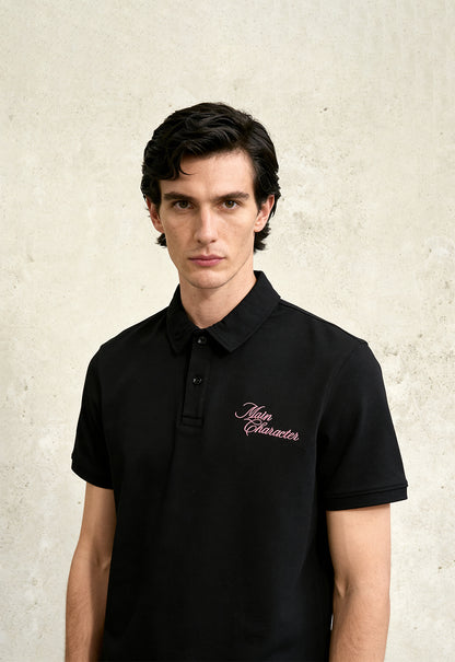 Black French-Terry Polo T-Shirt