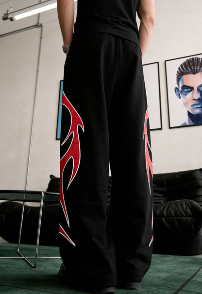 Flame Finish Essential Black-Red Cotton Pant