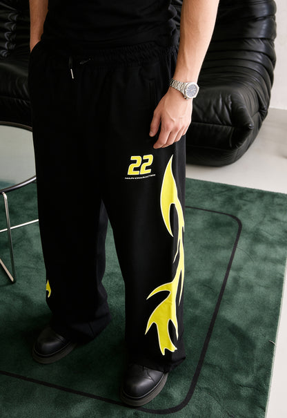 Flame Finish Essential Black-Yellow Cotton Pant