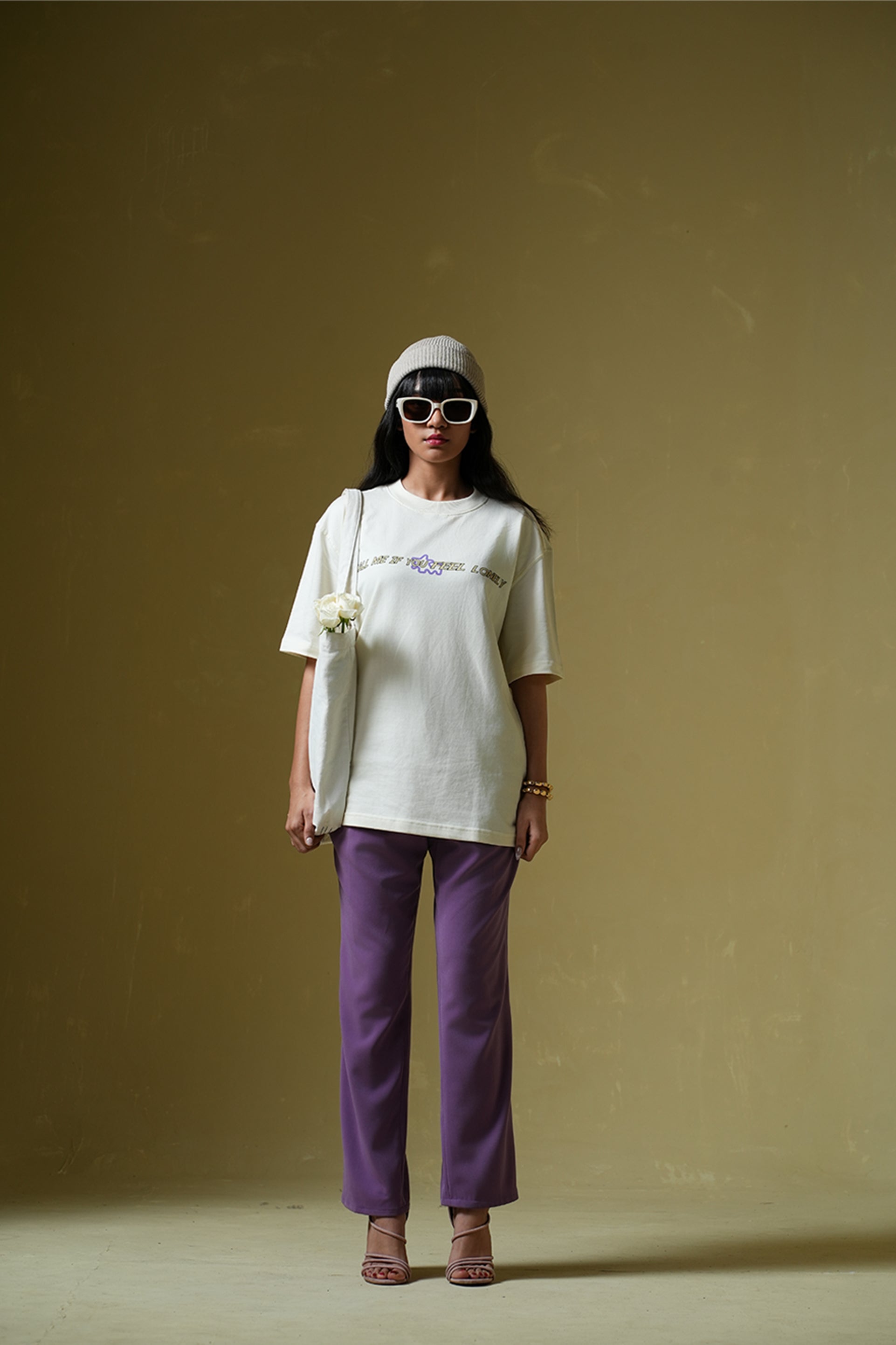 Buy Call Me Cream Oversized T-Shirt Online at Main Character India