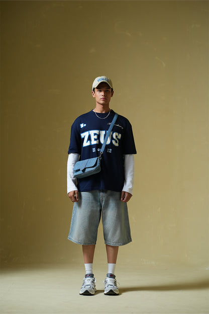 Buy Zeus Navy blue oversized t-shirt Online at Main Character India