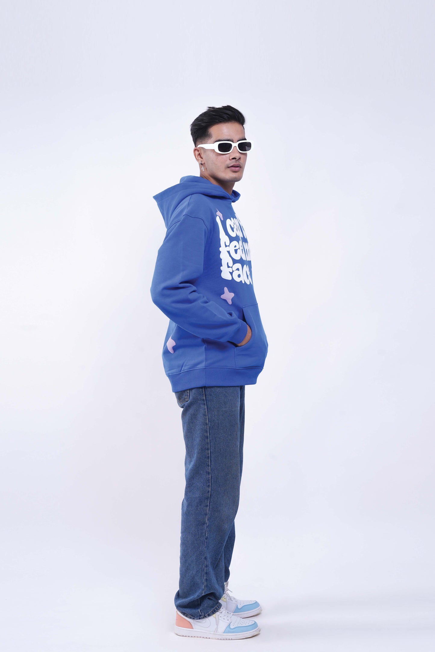 Can't Feel My Face Blue Oversized Hoodie