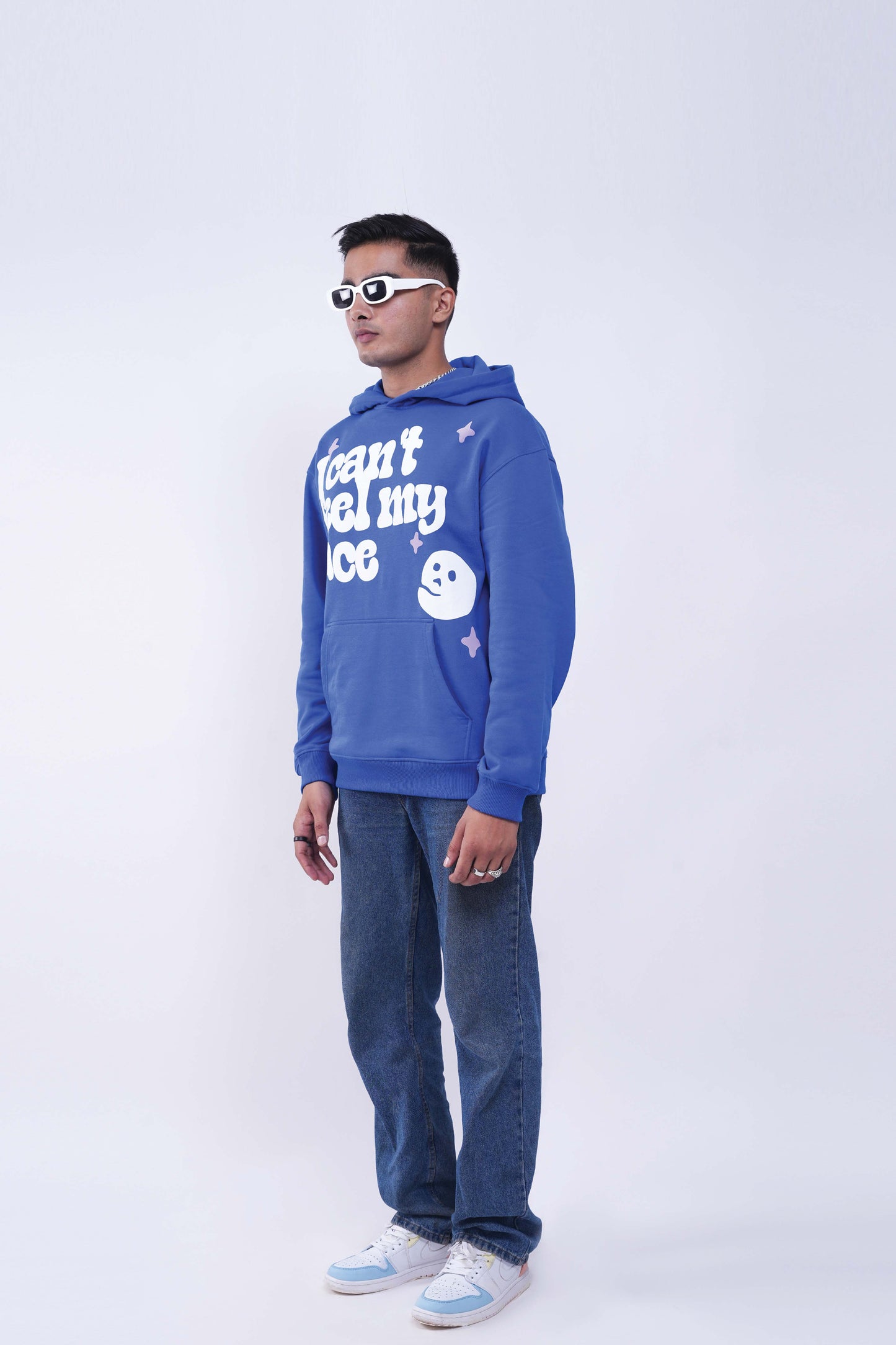 Can't Feel My Face Blue Oversized Hoodie