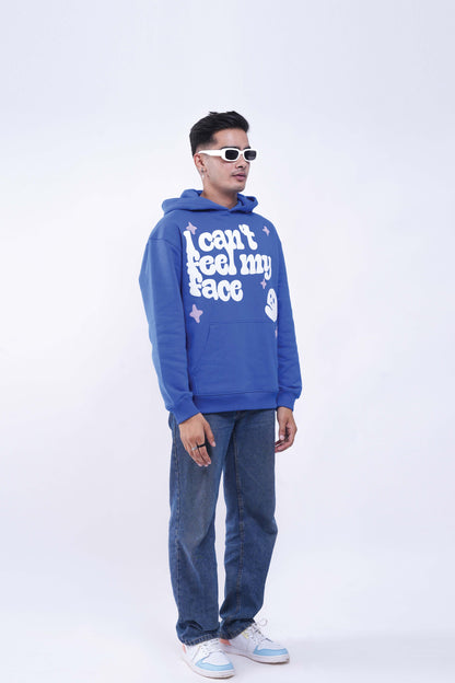 Buy Can't Feel My Face Blue Oversized Hoodie Online at Main Character India
