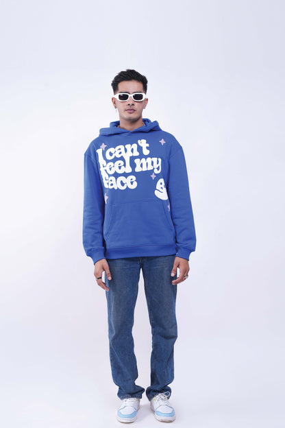 Buy Can't Feel My Face Blue Oversized Hoodie Online at Main Character India