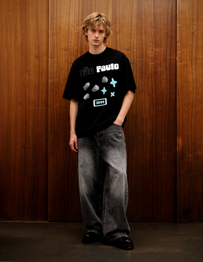 Sao Paulo Black Oversized T-Shirt