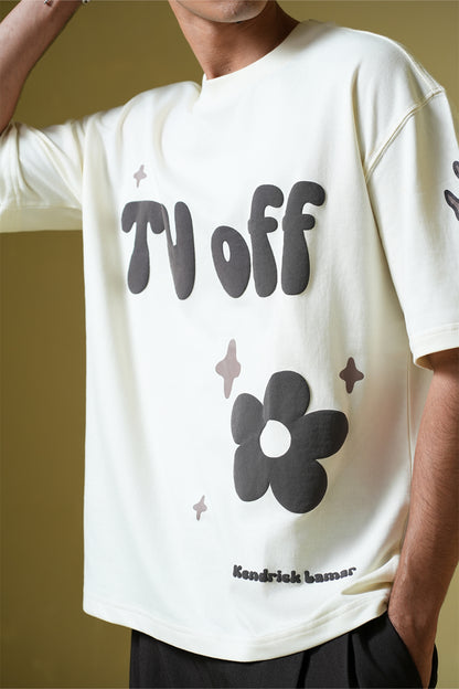 Buy TV off Cream Oversized T-Shirt Online at Main Character India