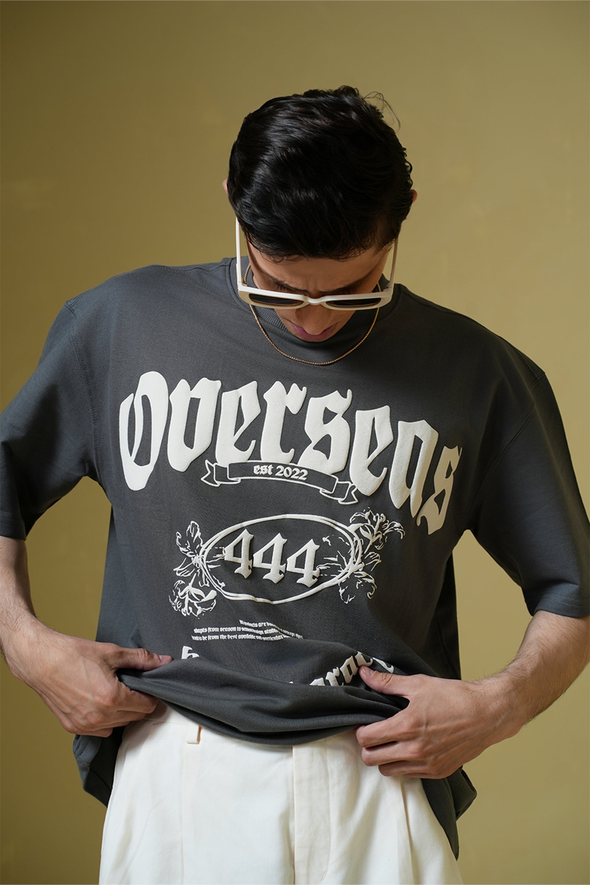 Buy Overseas Smokey Grey Oversized T-Shirt Online at Main Character India