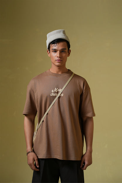 Buy Sky Society Light brown oversized t-shirt Online at Main Character India