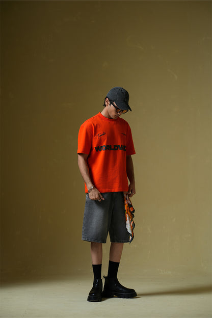 Buy Worldwide Orange Oversized T-shirt Online at Main Character India