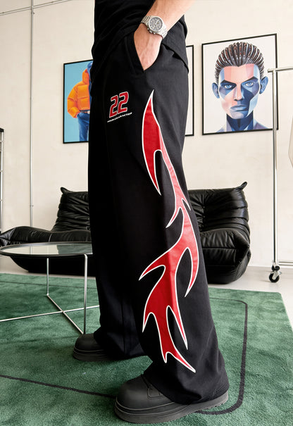 Flame Finish Essential Black-Red Cotton Pant
