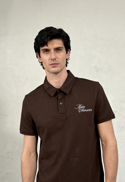 Brown French-Terry Polo T-Shirt