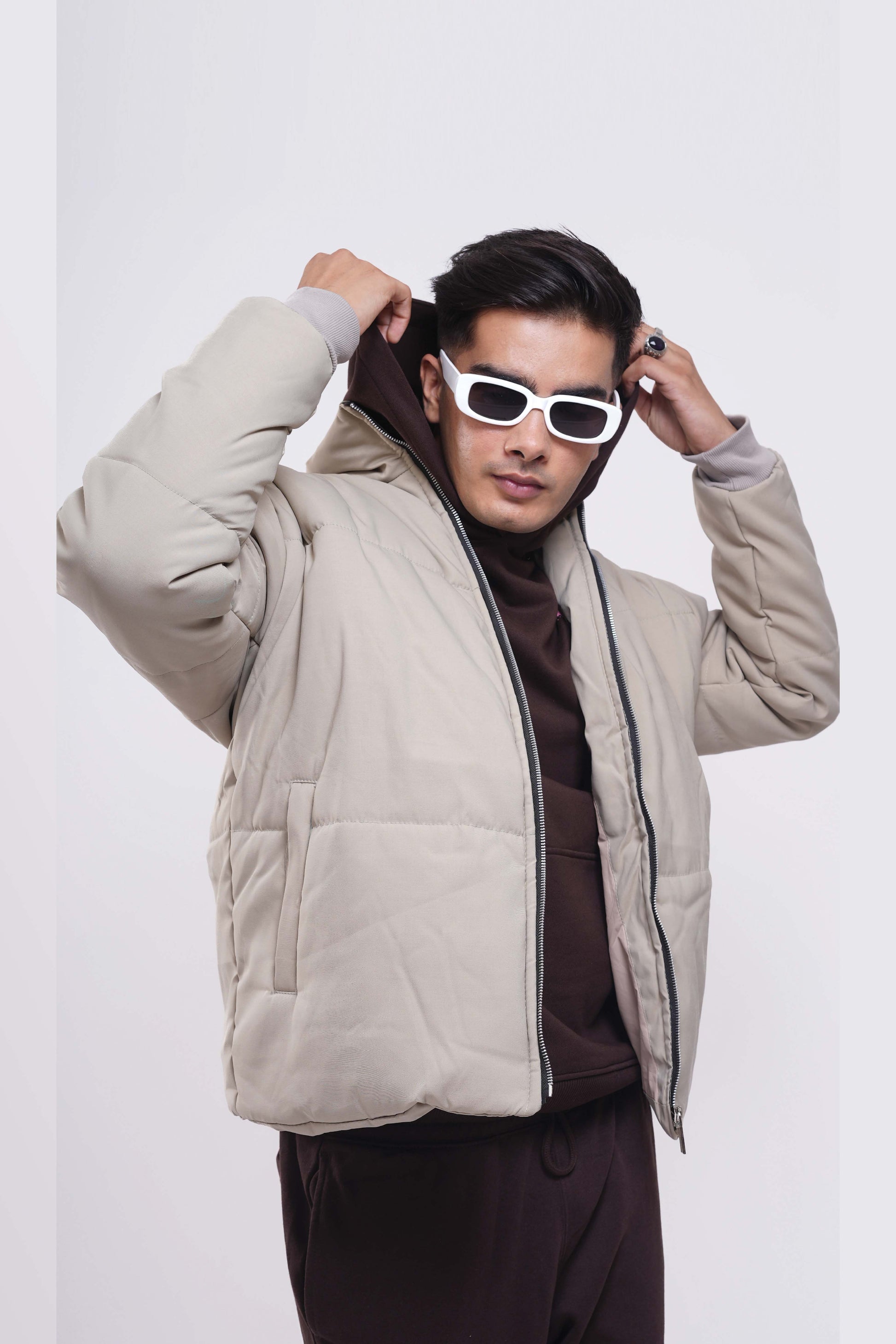Buy Heavy Padded Cream Puffer Jacket Online at Main Character India