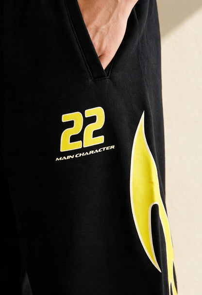 Flame Finish Essential Black-Yellow Cotton Pant