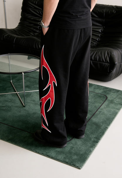 Flame Finish Essential Black-Red Cotton Pant