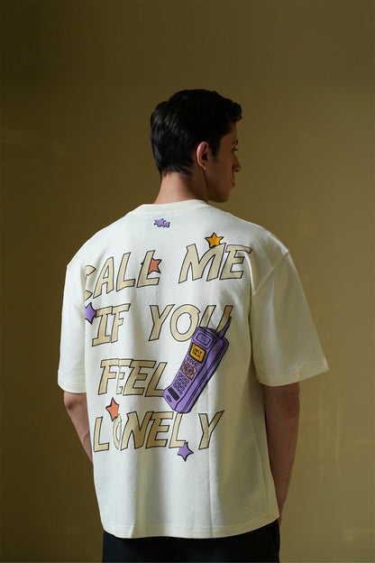 Buy Call Me Cream Oversized T-Shirt Online at Main Character India
