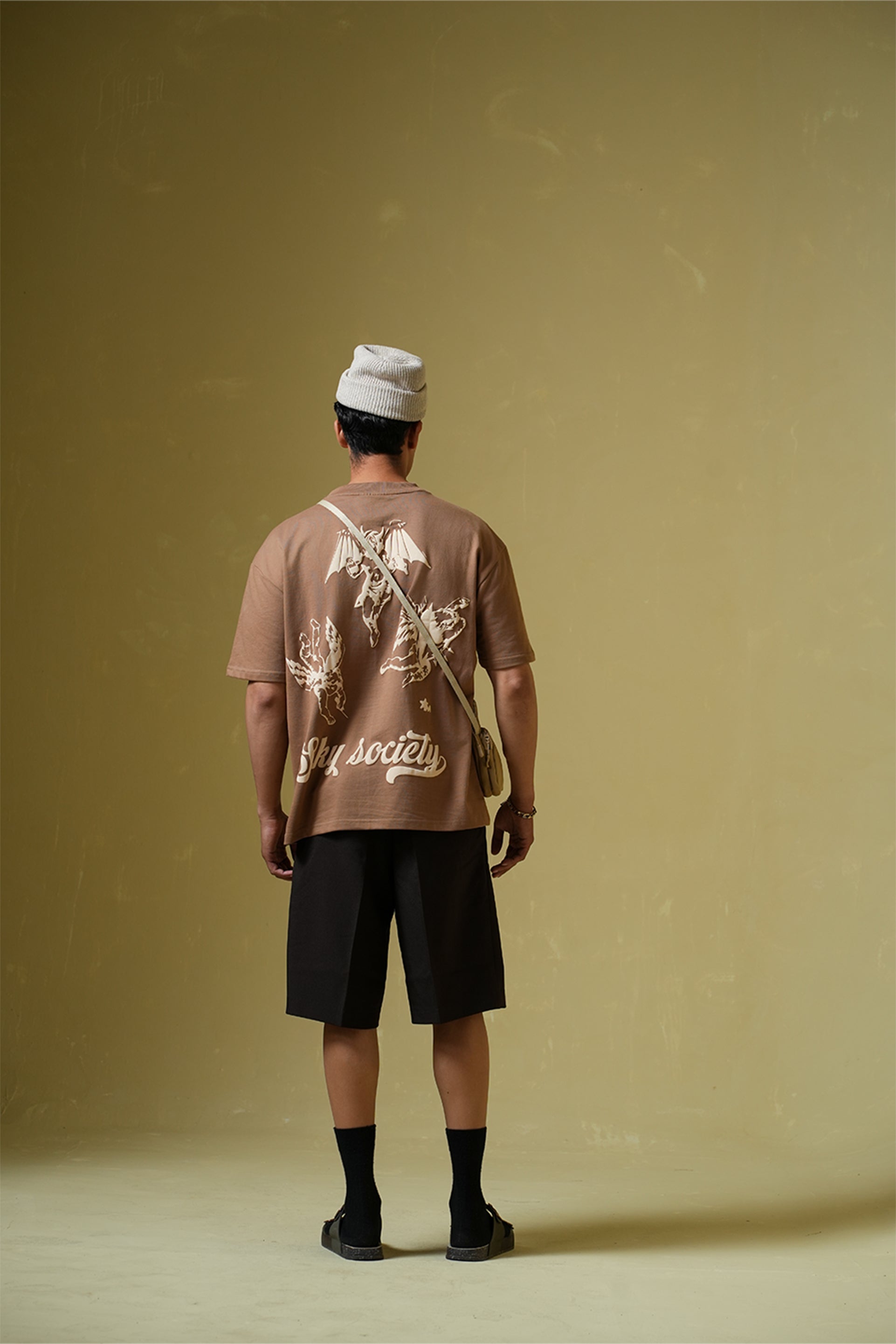 Buy Sky Society Light brown oversized t-shirt Online at Main Character India