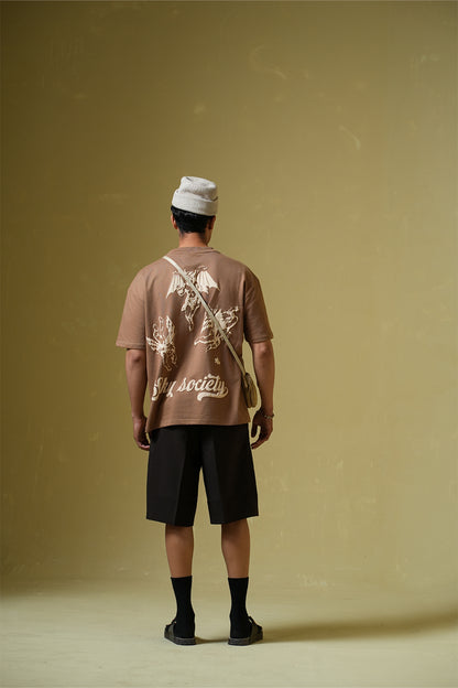 Buy Sky Society Light brown oversized t-shirt Online at Main Character India