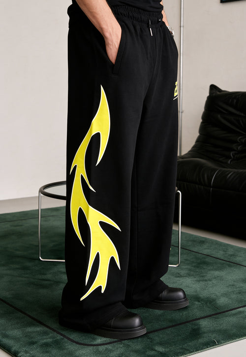 Flame Finish Essential Black-Yellow Cotton Pant