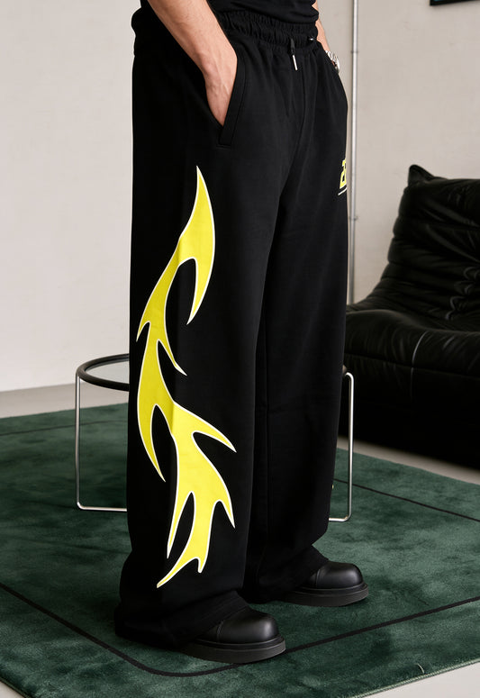 Flame Finish Essential Black-Yellow Cotton Pant