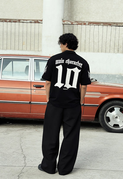 Black-Ten Oversized Polo T-Shirt